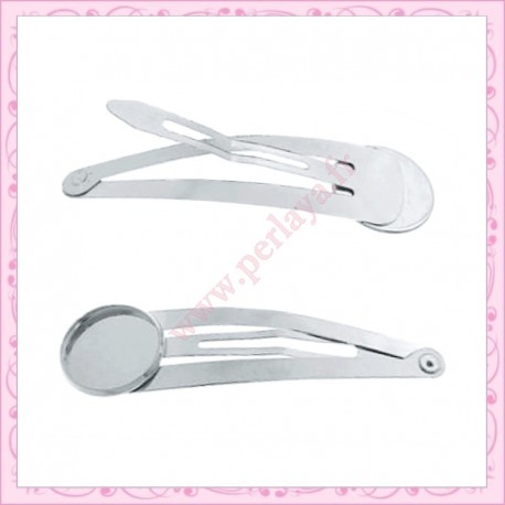 lot de 10 supports barrettes cheveux 12mm argentés foncés