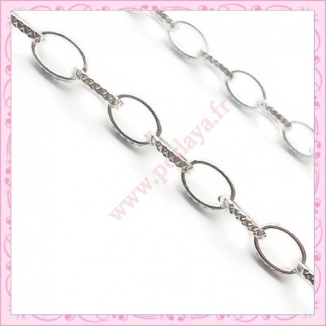 13 mètres de grosse chaine striée argentée en métal