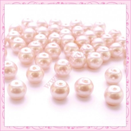Lot de 50 perles en verre nacré 8mm rose