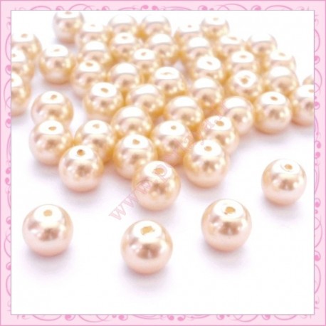 Lot de 50 perles en verre nacré 8mm jaune