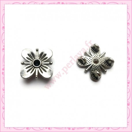 20 connecteurs fleurs 15mm argentés