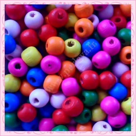 Mix de 1000 perles rondes 8mm en bois