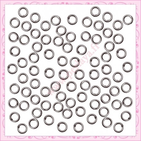 250 anneaux argentés foncé 4mm en métal