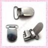 5 attaches tétine à pince clips argentés foncés 3,4cm en métal