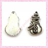  15 breloques bonhomme de neige en métal argentées 2.6cm