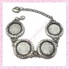 1 bracelet à cabochon 18mm argenté en métal avec chaine extension