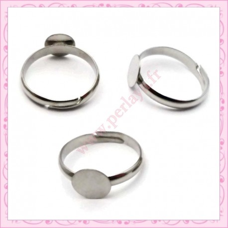 Lot de 20 supports de bagues argentés 10mm