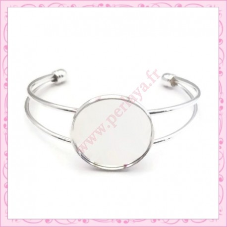 1 bracelet avec support cabochon 25mm argenté en métal