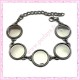 1 bracelet à cabochon 18mm argenté mat en métal avec chaine extension
