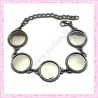 1 bracelet à cabochon 18mm argenté mat en métal avec chaine extension
