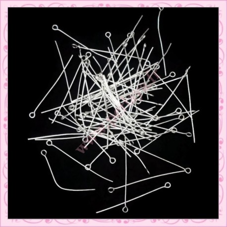 700 tiges argentées à tête ronde 26mm