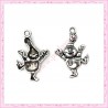  15 breloques bonhomme en métal argentées 3cm