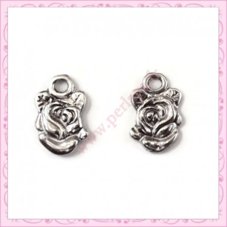 Lot de 40 breloques fleurs argentées 11mm