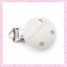 2 clips attache-tétine en bois blanc 4.5cm