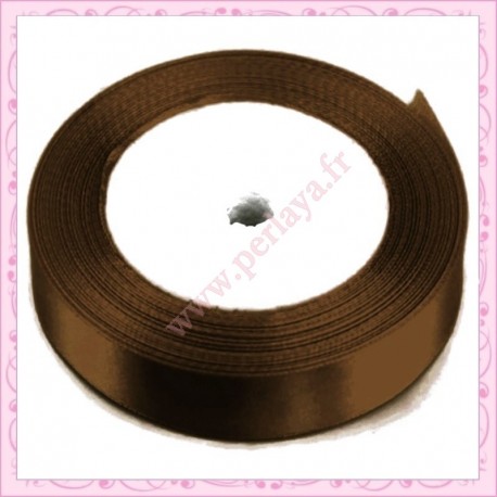23 mètres de ruban satin 12mm marron chocolat