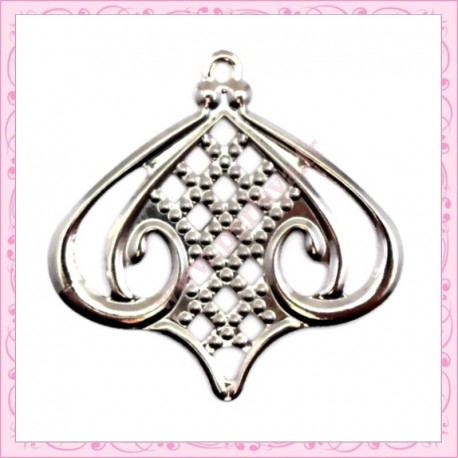 15 filigranes argentées foncé 2.6cm en métal