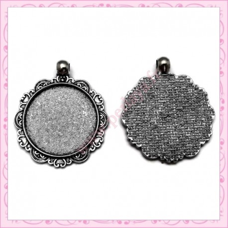 Lot de 10 supports cabochon ronds argentés de 25mm