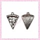 15 breloques pizza en métal argentées 26mm