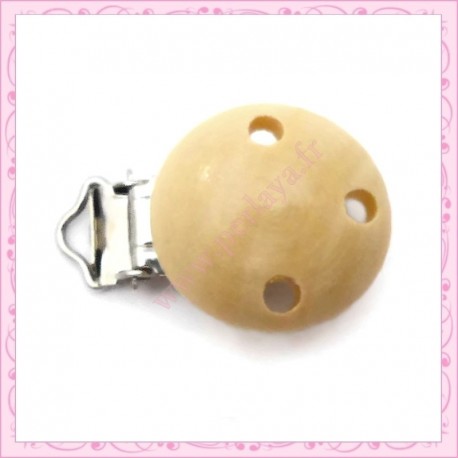 2 clips attache-tétine en bois blanc 4.5cm