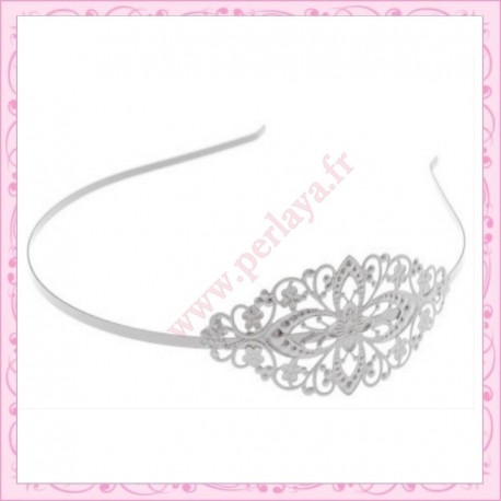 1 serre-tête filigrane argenté en métal 38cm