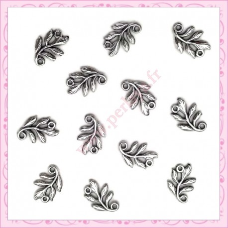 Lot de 100 connecteurs en métal feuilles argentées 15mm