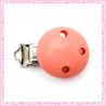 2 clips attache-tétine en bois rose 4.5cm