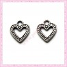 20 breloques coeur en métal argentées 13mm