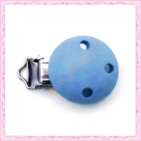 2 clips attache-tétine en bois rose 4.5cm