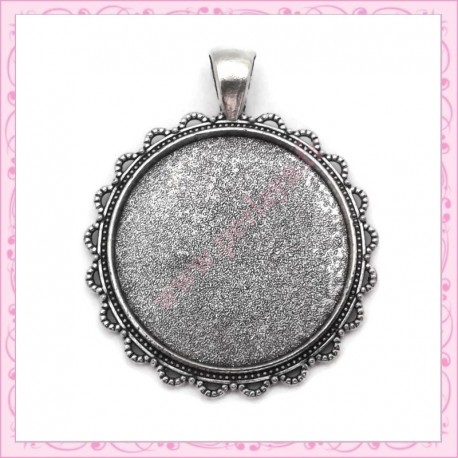 Lot de 5 supports cabochon ronds argentés 30mm