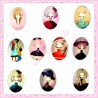 Mix de 10 cabochons en verre oval 18x25mm fille