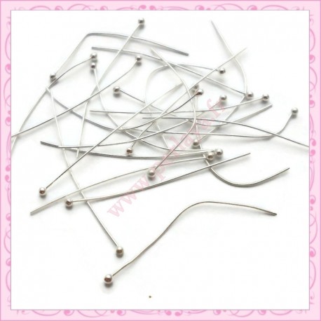 200 clous 4cm argentés foncés à tête boule