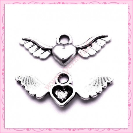 Lot de 15 breloques coeur en métal argentées 1cm