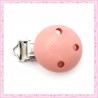2 clips attache-tétine en bois rose 4.5cm