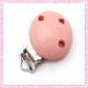 2 clips attache-tétine en bois rose 4.5cm