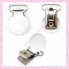 2 clips attache-tétine en métal blanches 3.4cm