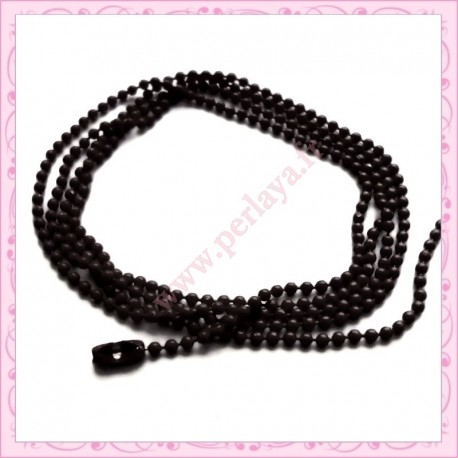 10 colliers 59cm en chaine bille marron en métal