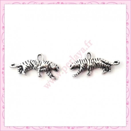Lot de 15 breloques chat en métal argentées 2.7cm