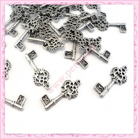 Lot de 30 breloques clefs argentées 2.8cm