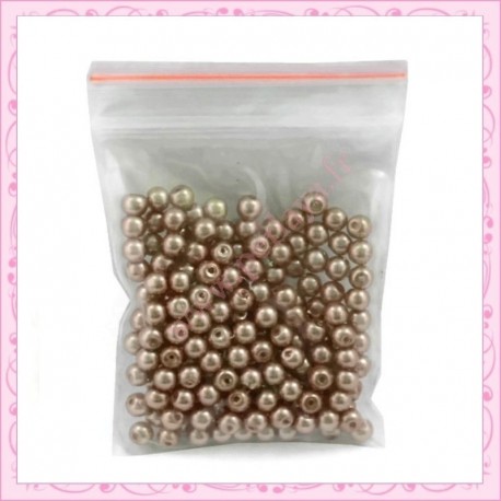 Lot de 200 perles nacrées en verre marron 4mm