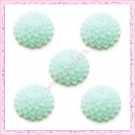 Lot de 10 cabochons 15mm fleur rose en résine