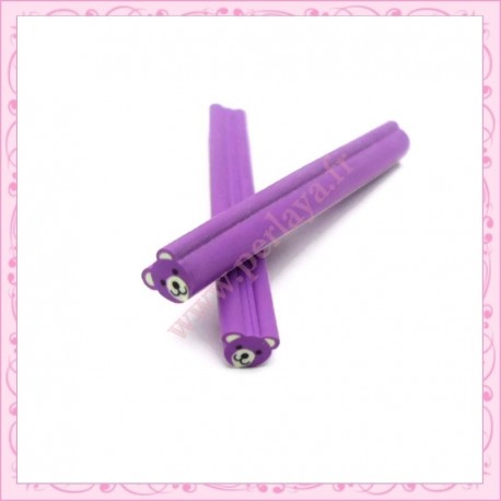 5 canes fimo coeur violet