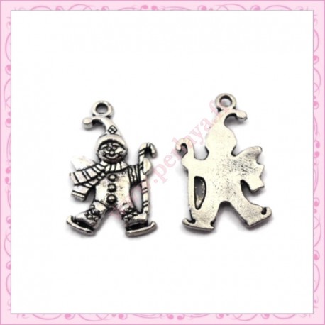 Lot de 15 breloques bonhomme en métal argentées 3cm