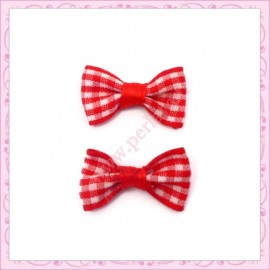 Lot de 20 appliques noeuds rouge et blanc à rayures 3.5cm