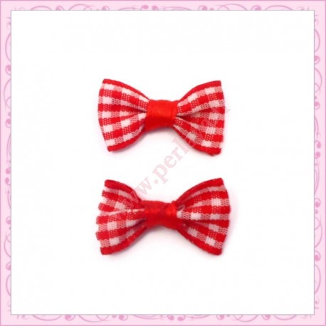 Lot de 20 appliques noeuds rouge et blanc à rayures 3.5cm