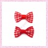 10 appliques noeuds rouge et blanc vichy 1.5cm