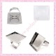 kit de 5 supports de bagues 25mm carrées argentés foncés + 5 cabochons 25mm