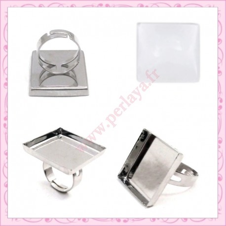 5 supports de bagues argentés foncés 18mm