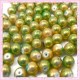 100 perles 8mm grises et dorées tachetées en verre