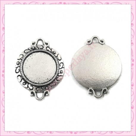 Lot de 50 connecteurs avec support cabochon 18mm argentés en métal