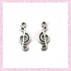 Lot de 15 breloques clef de sol en métal argentées 2.6cm